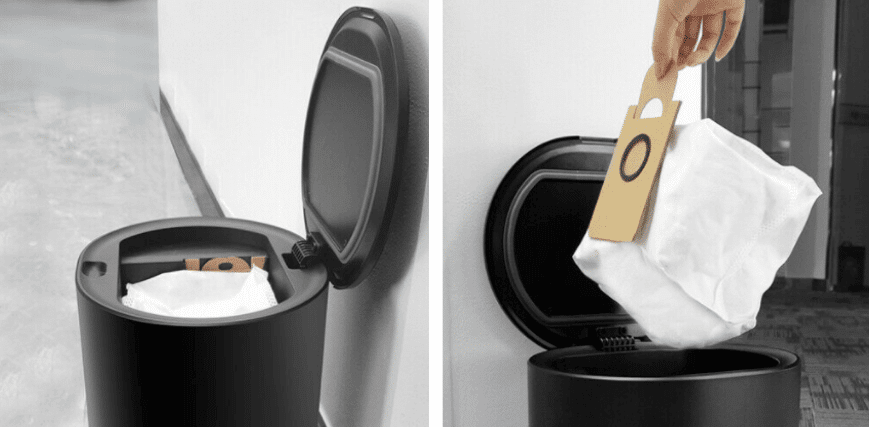 С всасывающей станции Proscenic M7 Pro удаляется пылесборный мешок.